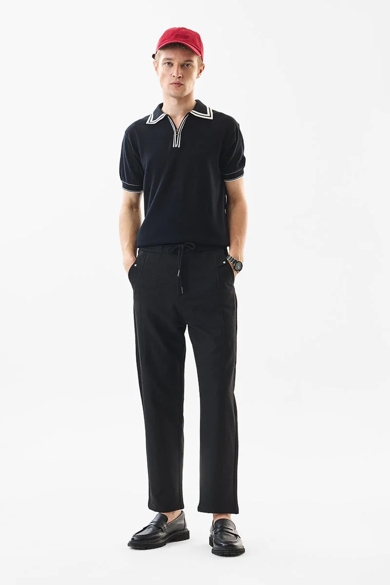 سنيتش Black Mid Rise Slim Fit Trousers